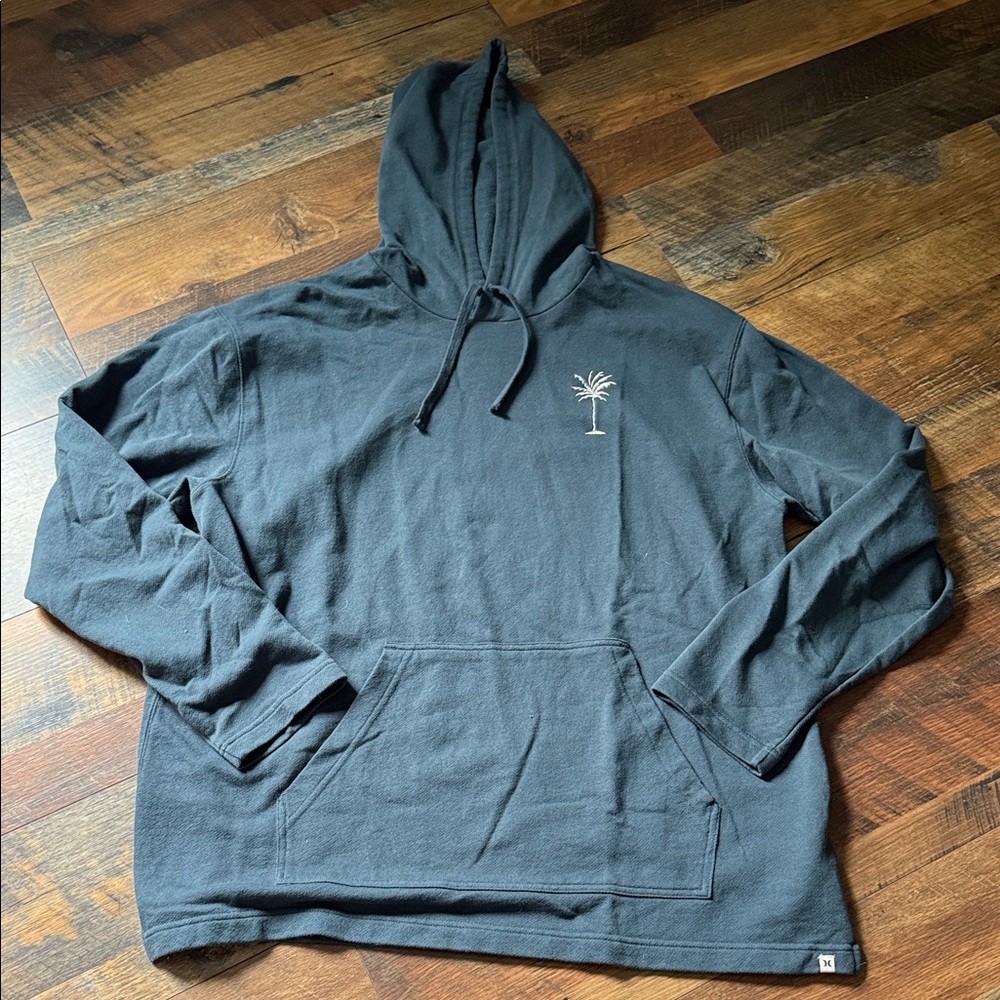 Hurley Deep Blue Hoodie with Palm Tree Embroidery